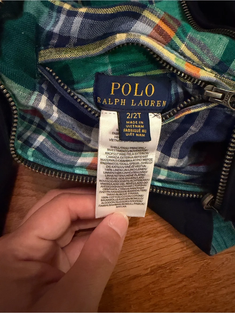 Polo Ralph Lauren Boys Reversible Plaid Linen Cotton Jacket 2T